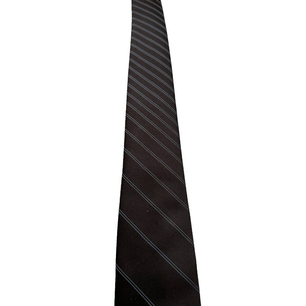 Oscar De La Renta Tie Brown & Blue Diagonal Stripe Silk Blend Vintage - Picture 6 of 9